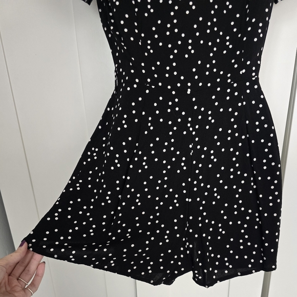 EUC Forever 21 Retro Black & White Polka Dot Pinup Romper - Picture 9 of 10